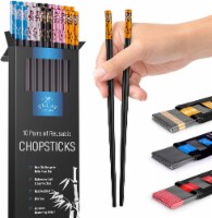 Zulay Kitchen Premium Japanese Chopsticks Reusable & Durable Design - Floral Design