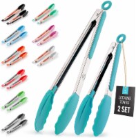 Zulay Kitchen Tongs With Silicone Tips and Lock Mechanism (9  & 12 ) - Silver - Aqua Sky