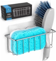 Zulay Kitchen Solid 2-in-1 Stainless Steel Sponge Holder Sink Caddy