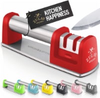 Zulay Kitchen Knife Sharpener (2 Stage) - Red