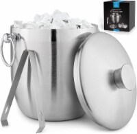 Zulay Kitchen Ice Bucket With Lid, Strainer & Tongs Included