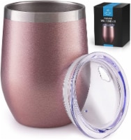 Zulay Kitchen 12oz Insulated Wine Tumbler With Lid (Rose Gold)