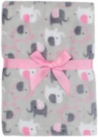 baby gear Elephant Print Velboa Baby Blanket - Gray/Pink Perspective: Main
