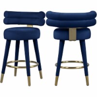 Meridian Furniture Fitzroy Navy Velvet Counter Stool (Set of 2)