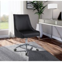 Meridian Furniture Karina Swivel Adjustable Black Velvet and Chrome Office Chair