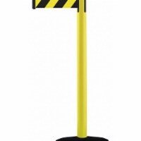 Tensabarrier Barrier Post with Belt,PVC,Yellow  875-35-STD-NO-D4X-C