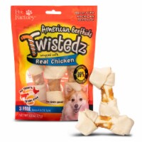 Pet Factory Twistedz American Beefhide Bones w/ Chicken Meat Wrap - 4-5", 3 Count