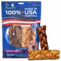 Pet Factory Made in USA Beefhide Braided Sticks Assorted (Beef & Chicken) - 6", 6ct