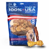 Pet Factory Made in USA Beefhide (Bones & Rolls) Beef & Chicken- 4-6", 25 Ct