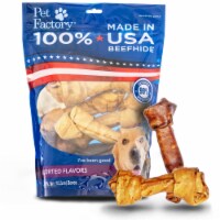 Pet Factory Made in USA Beefhide Bones Assorted Flavors (Beef & Chicken) - 6-7", 8 Count