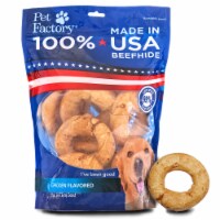 Pet Factory Made in USA Beefhide Donuts Chicken Flavored - 3", 12 Count