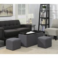 Convenience Concepts 143012FSGY Designs4Comfort Sheridan Storage Bench with 2 Side Ottomans -