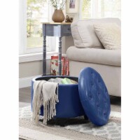 Convenience Concepts 163060BE Designs4Comfort Round Ottoman, Blue Faux Leather - 17 x 19.75 x