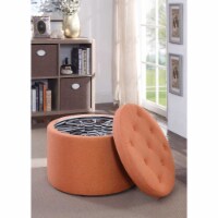 Convenience Concepts 161546FCA Designs4Comfort Round Shoe Ottoman, Coral Faux Linen - 22 x 22