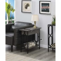 Omega Flip Top End Table with Charging Station and Shelf