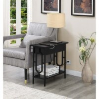 Omega Flip Top End Table with Charging Station and Shelf