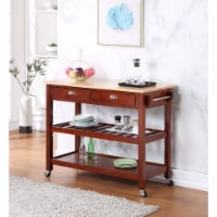 American Heritage Three-Tier Butcher Block Kitchen Cart w/Drawers- Mahogany Wood