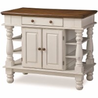 Homestyles Americana Off White Wood Kitchen Island with Storage and Open Shelves