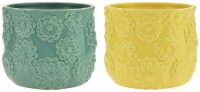 Assorted Round Embossed Flower Ceramic Pot Perspective: Main