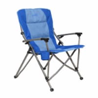 Kamp-Rite Folding Padded Outdoor Camping Chair w/Cupholder & Hard Arms, Blue