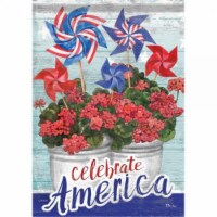 Carson Home Accents CHA49853 Patriotic Geranium Garden Flag, Blue & Red - 12.5 x 18 in.