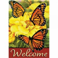 Carson Home Accents CHA49876 Bright Monarchs Garden Flag, Yellow & Brown - 12.5 x 18 in.