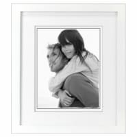 Malden Interior Designs 8x10/11x13 White Linear Matted Picture Frame