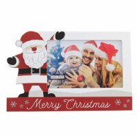 Christmas Waving Santa Photo Frame Wood Hanging Tabletop 8050546