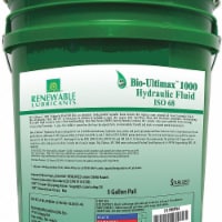 Renewable Lubricants Hydraulic Oil,Bio,Ultimax 1000,5 Gal,68 81024