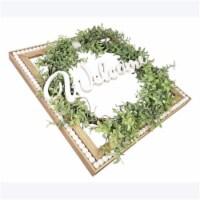Youngs 10854 Wood Framed Wreath Welcome with Blessing Bead Accent