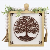 Youngs 10886 Wood Framed Tree of Life Box Sign with Blessing Bead Accents