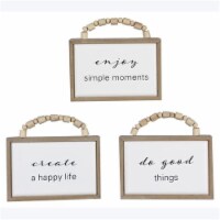 Youngs 11137 Wood Wall & Tabletop Sign with Blessing Bead Handle, Assorted Color - 3 Piece