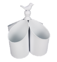 Enamel Wine Holder With Bird Accent Handle