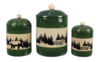 Stoneware Bear/Lodge 3 PC. Cannister Set