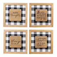 Youngs 20529 Wood Frame Wall Sign with Raised Center, Black & White - 4 Piece