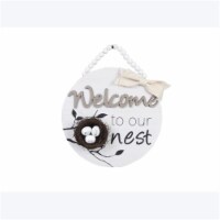 Youngs 21145 Wood Welcome to Our Nest Welcome Sign with Family Bird Nest & Bead Handle
