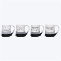 Youngs 21344 Rustic Modern Ceramic Mug, Assorted Color - 4 Piece
