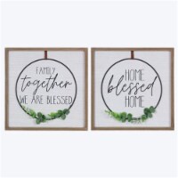 Youngs 21549 Wood Wall Sign with Metal Hoop & Artificial Greenery, Assorted Color - 2 Piece