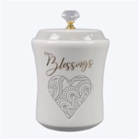 Youngs 21669 Ceramic Wedding Blessing Jar with Crystal Knob with 40 Best Wishes Cards & Organ