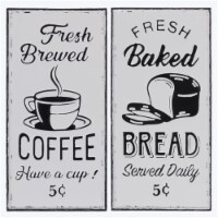 Youngs 21760 Enamel Coffee & Bread Wall Sign, Assorted Color - 2 Piece