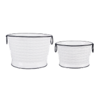 Tin Basket Weave Pattern Bucket 2 PC. Set