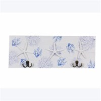 Youngs 61553 Brass Hooks Wood Nautical Wall Hook with Resin Starfish, Blue White