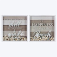 Youngs 61565 Wood Nautical Shell Box with Print Acrylic Glass, Assorted Color - 2 Piece