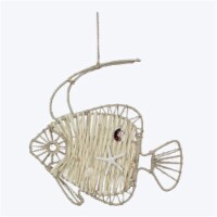 Youngs 61668 Rope Weaved Straw Fish Wall Art with Shells
