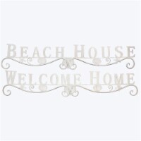 Youngs 61708 Metal Beach House Welcome Wall Sign with Shell Designs, Assorted Color - 2 Piece