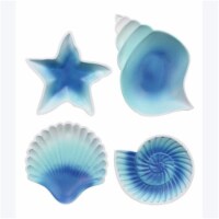 Youngs 62141 Wood Nautical with Blue Ombre Color Plates, 4 Assorted Color