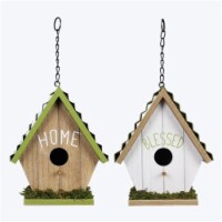 Youngs 72199 Wood Bird House with Tin Roof, Assorted Color - 2 Piece
