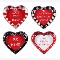 Youngs 73149 Glass Heart Shaped Trinket Dish, 4 Assorted Color