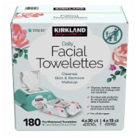 Kirkland Daily Facial Towelettes, 180 CT, 4 x 30ct Reclosable Flip, 4 x 15ct Resealable