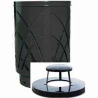Witt Industries SAW40P-RC-BK Covington Sawgrass 40 Gallon Steel Receptacle With Rain Cap - Bl